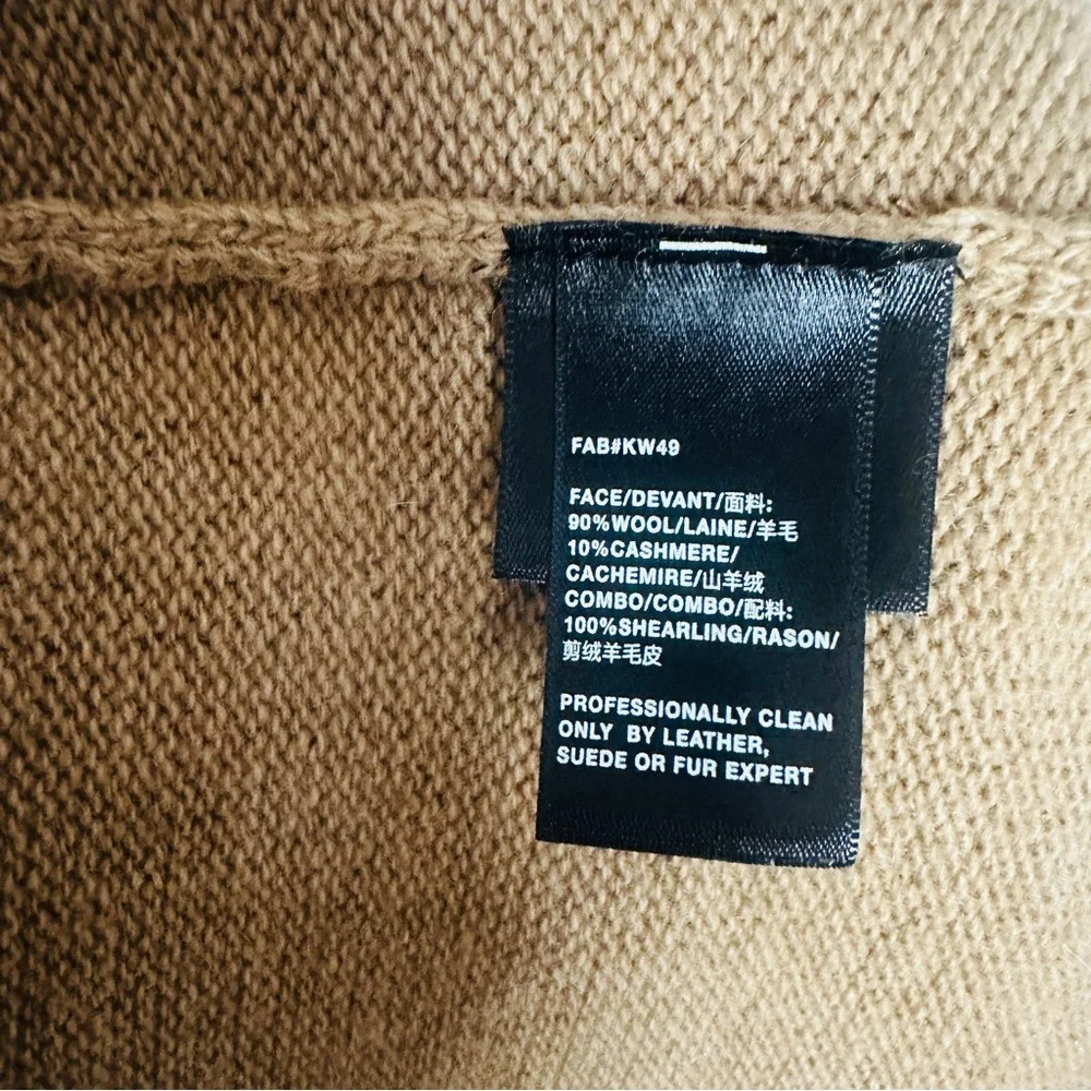 NEW Lafayette 148 NY Cammello Genuine Shearling Panel Wool and Cashmere Cardigan - Picture 13 of 13